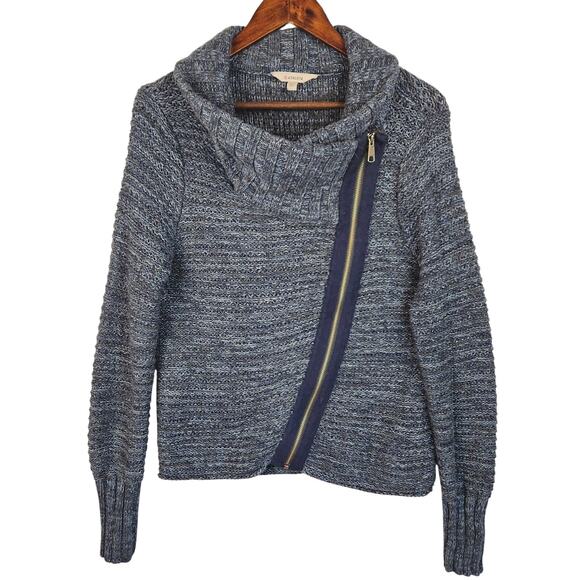 Athleta Extra Fine Merino Wool Variegated Blue Knit Cardigan Women’s SZ LG EUC - Picture 1 of 14